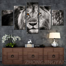 Modern Type Poster Wall Modular Picture Home Decor 5 Panels Animal Lion Painting Frame Art Print On Canvas For Living Room 2024 - buy cheap