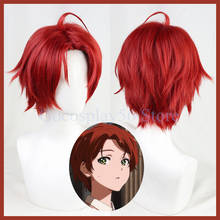 WONDER EGG PRIORITY Momoe Sawaki Cosplay Wig Short Wine Red Heat Resistant Hair Odd Eye Girls Anime Role Play 2024 - buy cheap