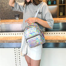 2019 Silver Pink Fashion Laser Backpack Women Girls Bag Holographic Small Size Backpack for Teenage girls 2024 - buy cheap