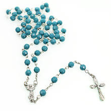Cross Catholic Rosary Prayer Necklace 6mm Plastic Corner Beads Alloy Chain Charm Fashion Christ Jesus Cross Pendant Jewelry Gift 2024 - buy cheap