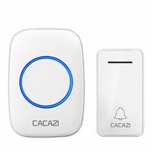 Автономный беспроводной дверной звонок CACAZI, без аккумулятора, водонепроницаемый, с дистанционным управлением на 200 м, со светодиодной подсветкой, штепсельная вилка стандарта США, ЕС, Великобритании, беспроводной дверной звонок для умного дома 2024 - купить недорого
