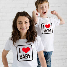 Eu amo a mãe bebê família combinando roupas t camisas de algodão mamãe e me roupas família olhar mãe e filha roupas combinando 2024 - compre barato