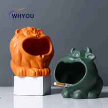 WHYOU 1piece Ceramic Ashtray Cartoon AnimalFunny Home Furnishing Decoration Personality Boyfriend Business Gift 2024 - buy cheap