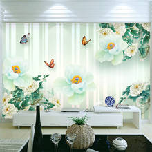 Moda moderna mural papel de parede 3d estéreo peônia borboleta flores foto pintura sala tv sofá fundo da decoração 2024 - compre barato