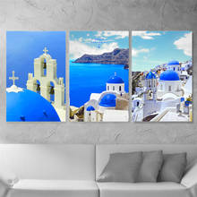 Santorini Blue Roof Greece Greek Poster Canvas Print Painting Wall Art Living Room Home Decoration 2024 - buy cheap