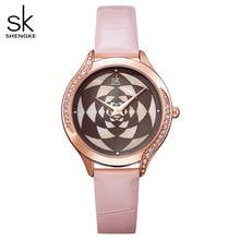 ShengKe-Reloj de pulsera de cuarzo japonés para Mujer, nuevo accesorio de lujo con correa de cuero rosa, esfera de cristal a la moda, SK 2024 - compra barato