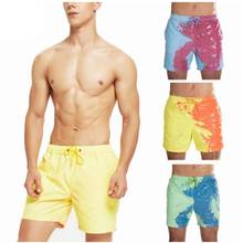 Shorts de praia para homens, bermuda mágica de mudança de cor para o verão, sunga masculina, maiô de secagem rápida 2024 - compre barato