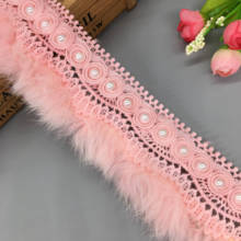 1 yd rosa pele falsa pom 3d flores folhas renda guarnição tecido fita aplique bordado costura artesanato vestido casamento roupas 2024 - compre barato