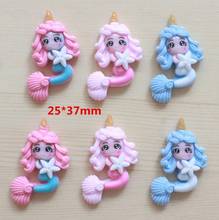 10pcs/lot Cute Unicorn Mermaid Princess Flat back Resin Cabochons Scrapbooking DIY Jewelry Craft Decoration Accessories 2024 - buy cheap