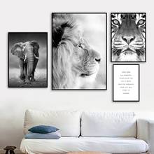 Póster Vintage de León, tigre, elefante, nórdico, plantas verdes, Cactus, arte de pared, impresión en lienzo, pintura, imágenes de pared para decoración de sala de estar 2024 - compra barato