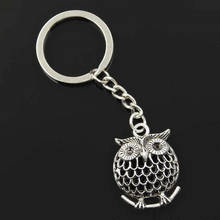 New Fashion Men 30mm Keychain DIY Metal Holder Chain Vintage Owl Standing Branch 33x25mm Silver Color Pendant Gift 2024 - buy cheap