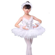 Branco vestido de barriga das crianças cisne lago traje crianças ballet tutu para meninas traje de dança estágio profissional ballet tutu vestido 2024 - compre barato