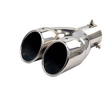63mm Universal Stainless Steel Muffler Exhaust Pipe Tip Double Outlet Car Chrome End Trim Modified Tail Throat Liner Pipe 2024 - buy cheap