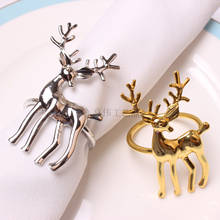 10pcs Classic Christmas dining table Elk die-casting polished napkin buckle Eco-friendly sika deer napkin ring Paper towel ring 2024 - buy cheap