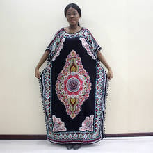 Cotton African Dashiki Print Bohemian Colorful Pompom Long Dress For Women 2024 - buy cheap