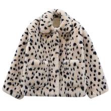 Lamb Velvet Women Faux Fur Warm Leopard Print Fur Coat Autumn Winter Leopard Print Casual  Long Sleeve Coat Streetwear 2024 - buy cheap