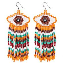 Bohemian fringed beaded earrings for women unique design new wedding jewelry handmade colorful tassel hanging earrings 2024 - buy cheap