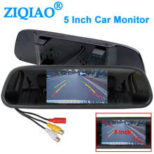 ZIQIAO-Monitor de espejo retrovisor de coche, pantalla Lcd de 5 pulgadas, entrada de vídeo de 2 canales para cámara de visión trasera, sistema de asistencia de aparcamiento 2024 - compra barato