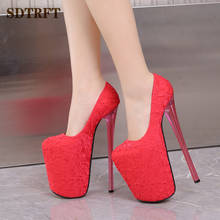 SDTRFT Catwalk Shows RED Pumps Platform women shoes 22cm Ultra High Thin heels Bridal zapatos mujer Round Toe Gladiator Stiletto 2024 - buy cheap