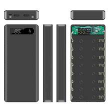 Caixa de bateria portátil micro usb tipo c 18650 lcd diy banco de energia móvel estojo universal carregador de bateria de saída usb duplo 2024 - compre barato