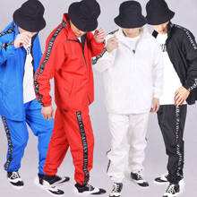 Костюмы в стиле хип-хоп для мужчин и женщин, пальто, брюки для уличного танца, одежда для выступлений для взрослых, Современный Джаз, танцевальный костюм, одежда для сцены DN5044 2024 - купить недорого