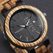 BOBO BIRD-reloj analógico de madera para hombre, accesorio de pulsera de cuarzo resistente al agua con calendario, complemento Masculino de marca de lujo disponible en almacenes de EE. UU. 2024 - compra barato
