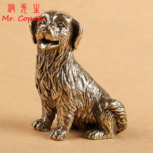 Cobre puro bonito do zodíaco animal cão estatuetas miniaturas desktop ornamentos artesanato coleção do vintage casa acessórios 2024 - compre barato