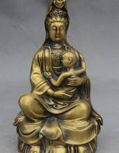 317  China Buddhism Bronze Copper Kwan-yin Guanyin Buddha Goddess Kid Child Statue 2024 - buy cheap