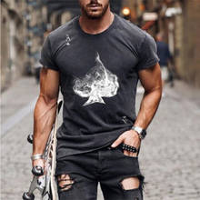 New Fashion Men'S 3d T-Shirt Loose Oversized Personality Summer Short-Sleeved Ace Of Spades Printed T-Shirt Casual Sports Top 2024 - купить недорого