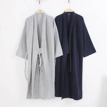 Autumn Winter Male Kimono Robe Gown Yukata Soft Cotton Bathrobe Sleepwear Casual Solid Nightwear Japanese-style Long Cardigan 2024 - buy cheap