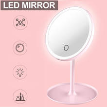 Espelho para maquiagem, rotação de 360, controle por toque, led branco natural, base destacável, 3 modos de luz, brilho d30 2024 - compre barato