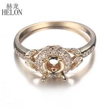 HELON Solid 10K Yellow Gold 0.3ct Natural Diamonds Semi Mount Engagement Wedding Women Fine Jewelry Diamond Ring Fit Round 5mm 2024 - buy cheap