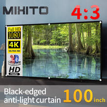 Mixito-tela de projeção antirreflexo, 100 polegadas, 4:3, portátil, com furos, para ambientes internos e externos, cortina 3d, hd 2024 - compre barato