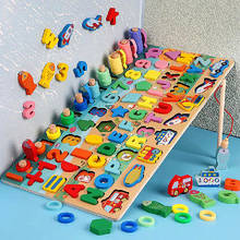 Brinquedo educacional de madeira montessori, quebra-cabeça digital infantil, brinquedos de peixes, placa logarítmica, brinquedos pré-escolares, para crianças pequenas 2024 - compre barato