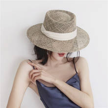Natural Grasses Fashion 2021 Summer Hat Women Straw Beach Visor Protection Sun Hats Flat Brim Sun Hat Chapeau Femme Dropshipping 2024 - buy cheap
