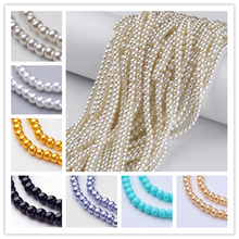 20 hebras de cuentas de perlas de vidrio perlado redondo de 4mm hebras para fabricación de joyería DIY pulsera collar, agujero: 1mm, alrededor de 216 uds/hebra 2024 - compra barato