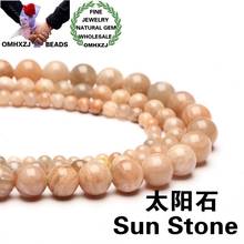 OMHXZJ Wholesale ZB13 4 6 8 10 12 14mm DIY Bracelet Necklace Jewelry Making Accessories Natural Stone Fine Sun Stone Round Beads 2024 - buy cheap