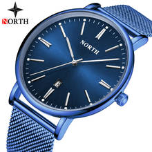 NORTH Luxury Brand Men Watches Fashion Stainless Steel Analog Quartz Watch Men Date Sport Waterproof Blue Wrist Watch Male Clock 2024 - buy cheap