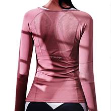 Camisa esportiva feminina de manga longa, blusa justa esportiva para academia e ioga, 1 dia 2024 - compre barato