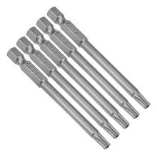 Uxcell-vástago hexagonal T25 de 1/4 pulgadas, brocas de destornillador Torx de seguridad magnética, 75mm de longitud, 5 uds. 2024 - compra barato