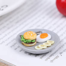 1:12 Hamburger Egg Dish with Tray 1:12 Miniature Breakfast Set Dollhouse Kitchen Food Accessories 2024 - buy cheap