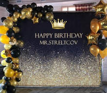 BEIPOTO Sparkle and black Adult birthday party banner custom text golden crown party decoration backdrop photo background B-450 2024 - buy cheap