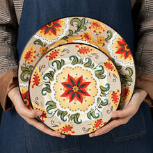 Utensílios de mesa de cerâmica europeia placa de jantar tigela casa placa de bife criativo pintados à mão redondo quadrado prato de microondas utensílios de mesa 2024 - compre barato