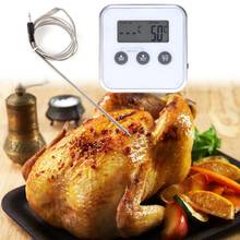 Termômetro da cozinha do churrasco do termômetro da carne do churrasco de digitas com temporizador & sonda de aço inoxidável cozinhar 0 250 °c 2024 - compre barato
