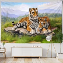 Tapiz de tigre del norte de China montado en la pared, Animal, mundo, leopardo, bohemio, Hippie, decoración del hogar para sala de estar 2024 - compra barato