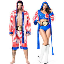 Umorden American Flag Boxer Costume for Men Adult Rocky Balboa Boxing Cosplay Halloween Party Carnival Costumes 2024 - buy cheap