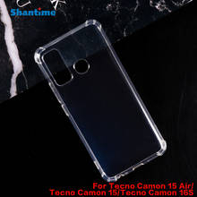 Чехол-накладка для Tecno Camon 15, Air Camon 15, прозрачный, амортизирующий, из ТПУ, мягкий, для Tecno Camon 16S 2024 - купить недорого