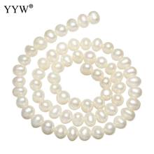 Cuentas de perlas de agua dulce y patata cultivada con Troll blanco, 8-10mm, aproximadamente 0,8mm, se venden por aproximadamente 15,3 pulgadas, perlas de hebra 2024 - compra barato