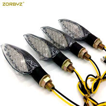 ZORBYZ 4 Pcs Motorcycle Carbon 12V 15 LED Turn Signal Light Blinker Indicator For Honda Yamaha Suzuki Kawasaki 2024 - buy cheap