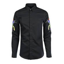 Minglu 100% Cotton Men Shirt Luxury Flower Embroidered Long Sleeve Mens Dress Shirt Camisa Masculina Mens Shirts Casual Slim Fit 2024 - buy cheap